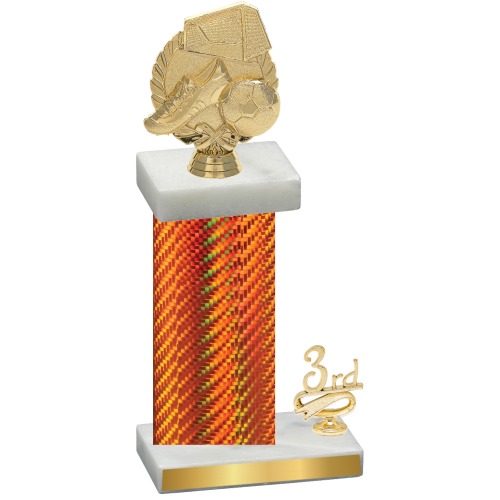 Accented Single Orange Carbon Fiber Third Place Soccer Trophy