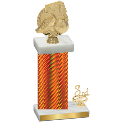 Accented Single Orange Carbon Fiber Third Place Soccer Trophy