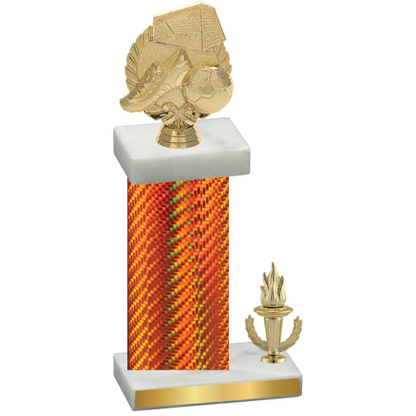 Accented Single Orange Carbon Fiber Victory Soccer Trophy