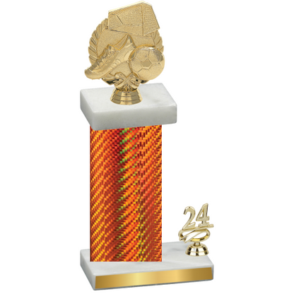 Accented Single Orange Carbon Fiber Year Soccer Trophy