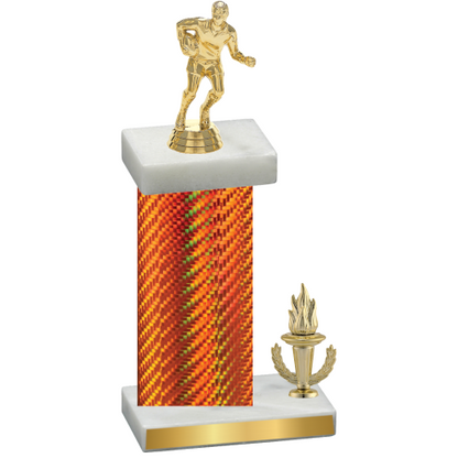 Accented Single Orange Carbon Fiber Victory Rugby Trophy