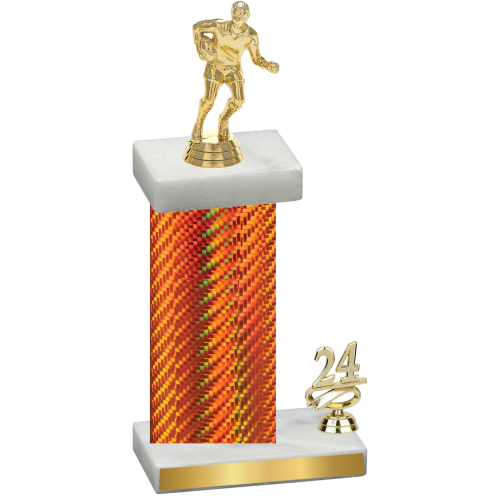 Accented Single Orange Carbon Fiber Year Rugby Trophy