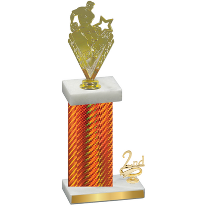 Accented Single Orange Carbon Fiber Second Place Rugby Trophy