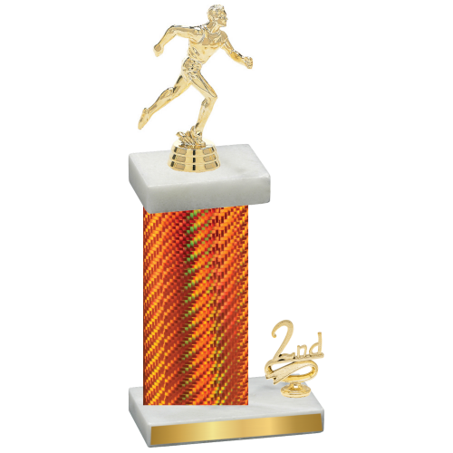 Accented Single Orange Carbon Fiber Second Place Running Trophy