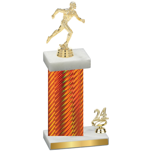 Accented Single Orange Carbon Fiber Year Running Trophy