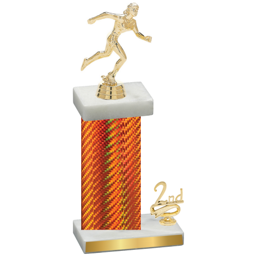 Accented Single Orange Carbon Fiber Second Place Running Trophy