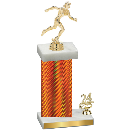 Accented Single Orange Carbon Fiber Year Running Trophy