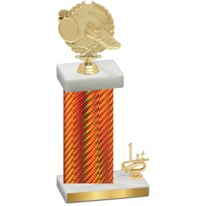 Accented Single Orange Carbon Fiber First Place Running Trophy