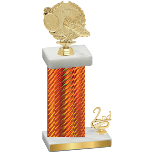 Accented Single Orange Carbon Fiber Second Place Running Trophy