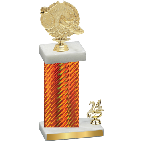 Accented Single Orange Carbon Fiber Year Running Trophy