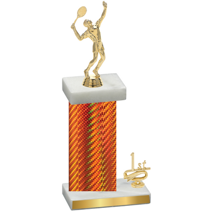 Accented Single Orange Carbon Fiber First Place Tennis Trophy