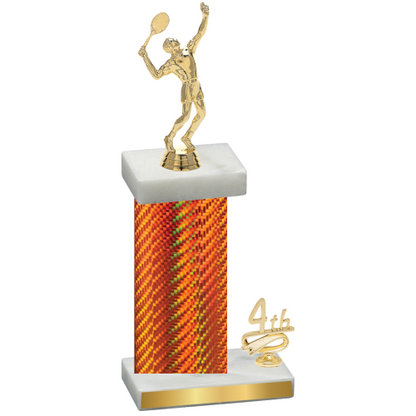 Accented Single Orange Carbon Fiber Fourth Place Tennis Trophy