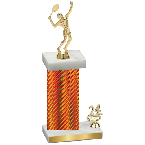 Accented Single Orange Carbon Fiber Year Tennis Trophy