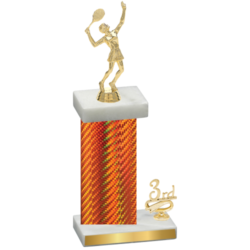 Accented Single Orange Carbon Fiber Third Place Tennis Trophy