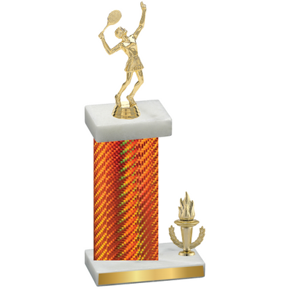 Accented Single Orange Carbon Fiber Victory Tennis Trophy