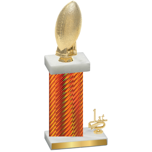 Accented Single Orange Carbon Fiber First Place Football Trophy