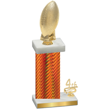 Accented Single Orange Carbon Fiber Fourth Place Football Trophy