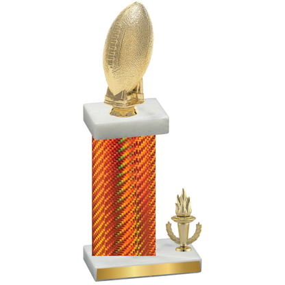 Accented Single Orange Carbon Fiber Victory Football Trophy