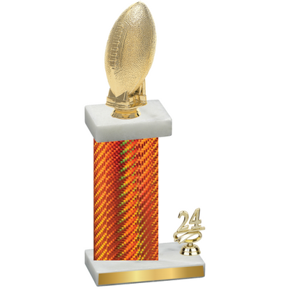 Accented Single Orange Carbon Fiber Year Football Trophy