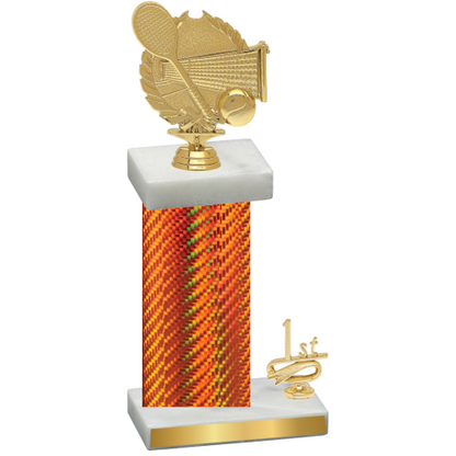 Accented Single Orange Carbon Fiber First Place Tennis Trophy