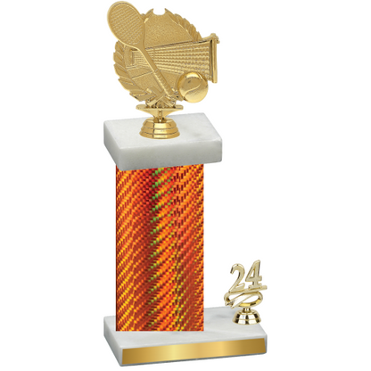 Accented Single Orange Carbon Fiber Year Tennis Trophy