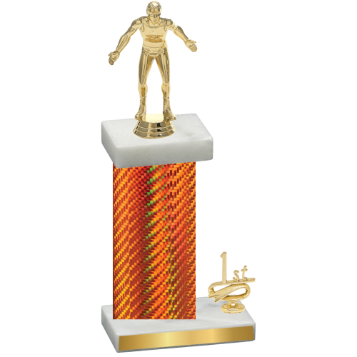 Accented Single Orange Carbon Fiber First Place Wrestling Trophy