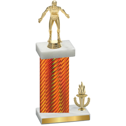 Accented Single Orange Carbon Fiber Victory Wrestling Trophy