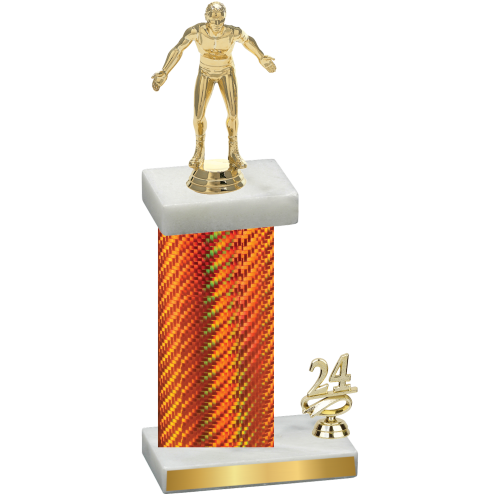 Accented Single Orange Carbon Fiber Year Wrestling Trophy