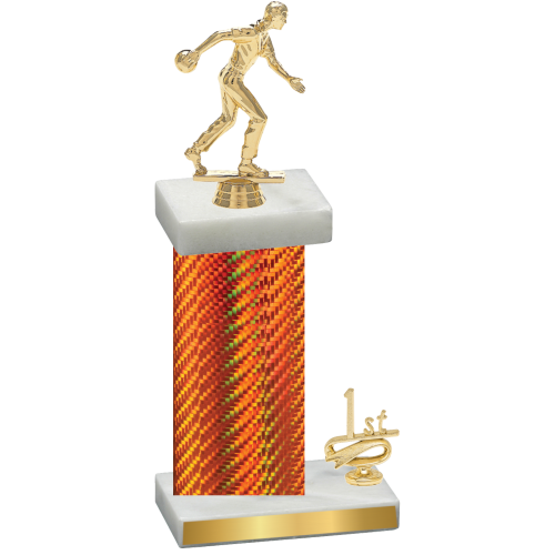 Accented Single Orange Carbon Fiber First Place Bowling Trophy