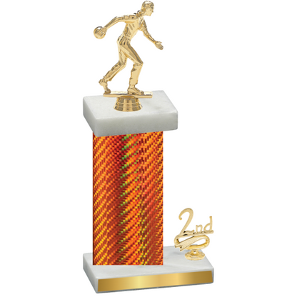 Accented Single Orange Carbon Fiber Second Place Bowling Trophy