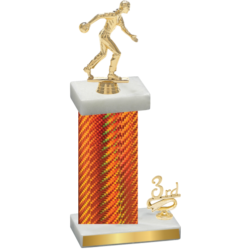 Accented Single Orange Carbon Fiber Third Place Bowling Trophy