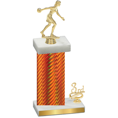 Accented Single Orange Carbon Fiber Third Place Bowling Trophy