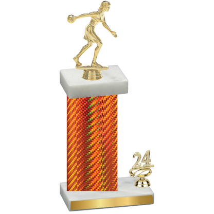 Accented Single Orange Carbon Fiber Year Bowling Trophy