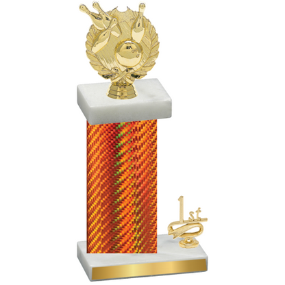 Accented Single Orange Carbon Fiber First Place Bowling Trophy