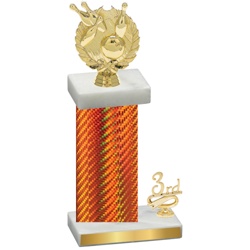 Accented Single Orange Carbon Fiber Third Place Bowling Trophy