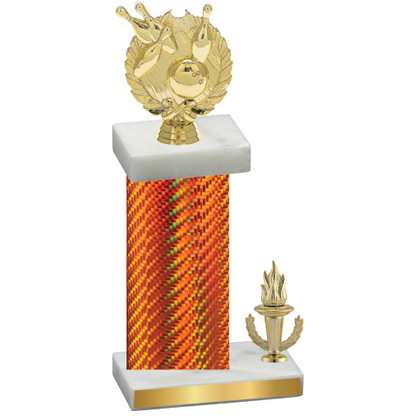 Accented Single Orange Carbon Fiber Victory Bowling Trophy