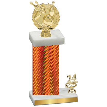 Accented Single Orange Carbon Fiber Year Bowling Trophy