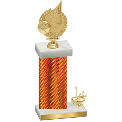 Accented Single Orange Carbon Fiber First Place Volleyball Trophy