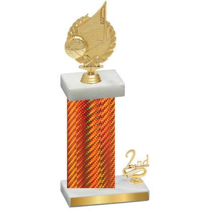 Accented Single Orange Carbon Fiber Second Place Volleyball Trophy