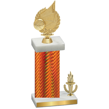 Accented Single Orange Carbon Fiber Victory Volleyball Trophy