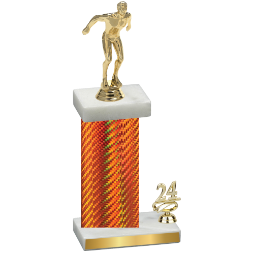 Accented Single Orange Carbon Fiber Year Swimming Trophy