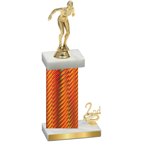 Accented Single Orange Carbon Fiber Second Place Tennis Trophy