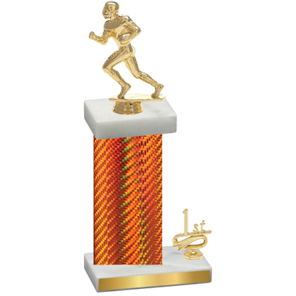 Accented Single Orange Carbon Fiber First Place Football Trophy