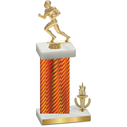 Accented Single Orange Carbon Fiber Victory Football Trophy