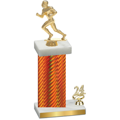 Accented Single Orange Carbon Fiber Year Football Trophy