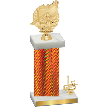 Accented Single Orange Carbon Fiber First Place Swimming Trophy
