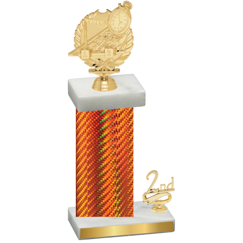 Accented Single Orange Carbon Fiber Second Place Swimming Trophy