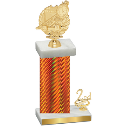 Accented Single Orange Carbon Fiber Second Place Swimming Trophy