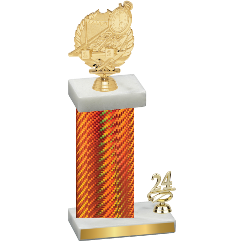 Accented Single Orange Carbon Fiber Year Swimming Trophy