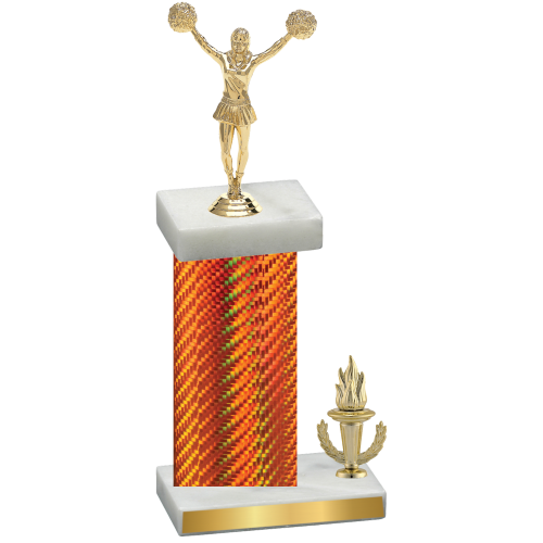 Accented Single Orange Carbon Fiber Victory Cheerleading Trophy